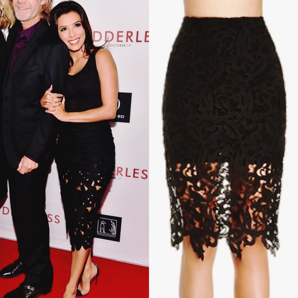 Chic Black Lace Midi Skirt